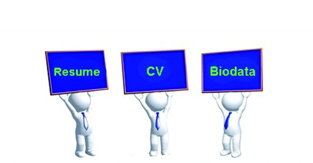 Difference between Curriculum Vitae, Resume and Bio data. - FOBZA JOBS